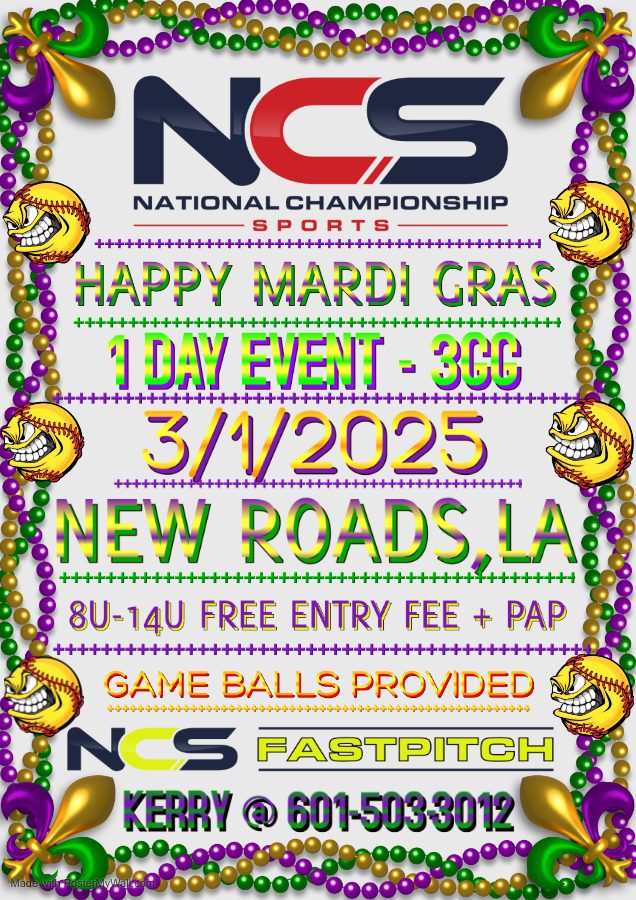 NCS - HAPPY MARDI GRAS  "LET THE GOOD TIMES ROLL" - 3GG - FREE ENTRY FEE + PAP - MVP EVENT-1 DAY Logo