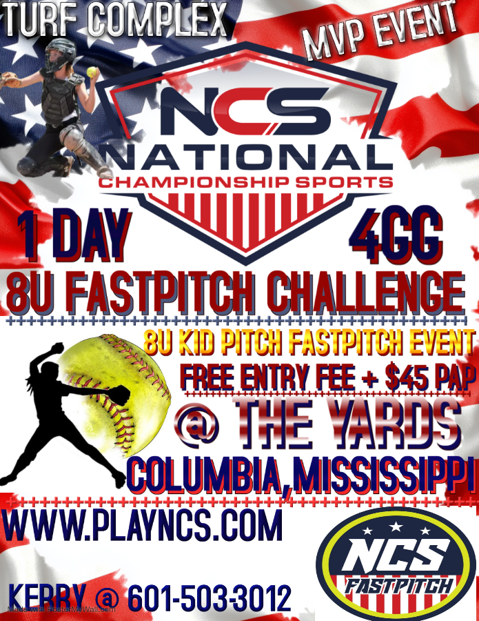 NCS - 8U FASTPITCH CHALLENGE - 1 DAY (8U KID PITCH EVENT) 4GG - MVP EVENT - FREE ENTRY FEE+ $45 PAP Logo