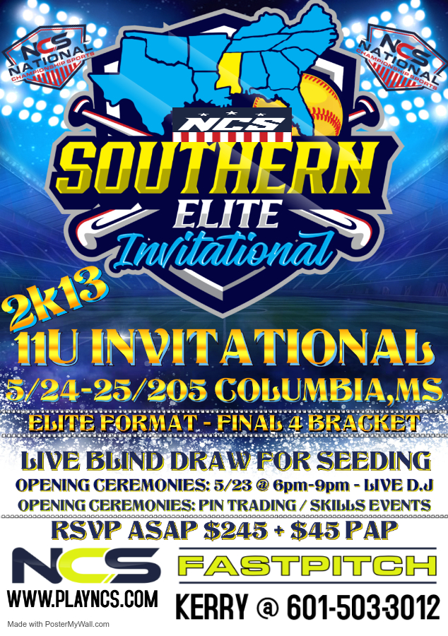 NCS- 2k13 SOUTHERN ELITE 11U INVITATIONAL (INVITE ONLY) ELITE FORMAT-4GG-CHAMPIONSHIP BELT EVENT Logo