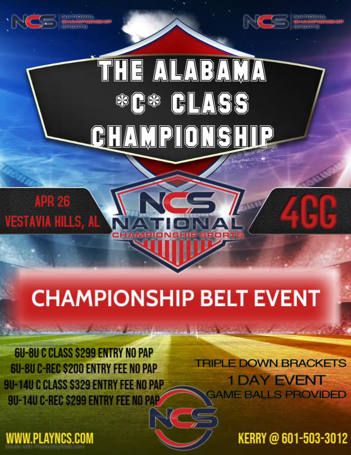 NCS- THE ALABAMA *C* CLASS CHAMPIONSHIP-1 DAY-CHAMPIONSHIP BELT EVENT-4GG-TRIPLE DOWN - NO PAP Logo