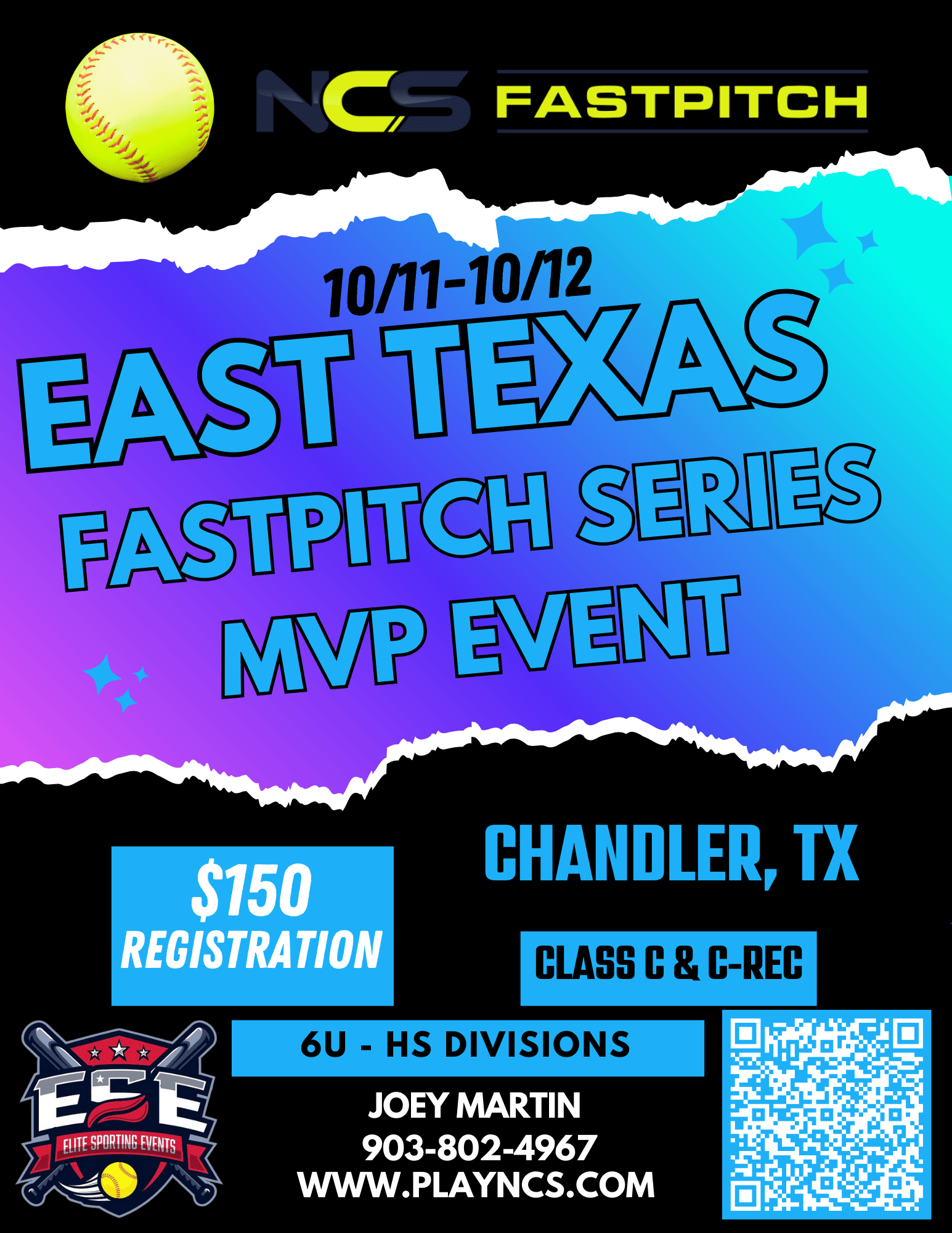 East Texas Fastpitch Series 1 DAY / MVP Event Class C and C-Rec divisions Logo