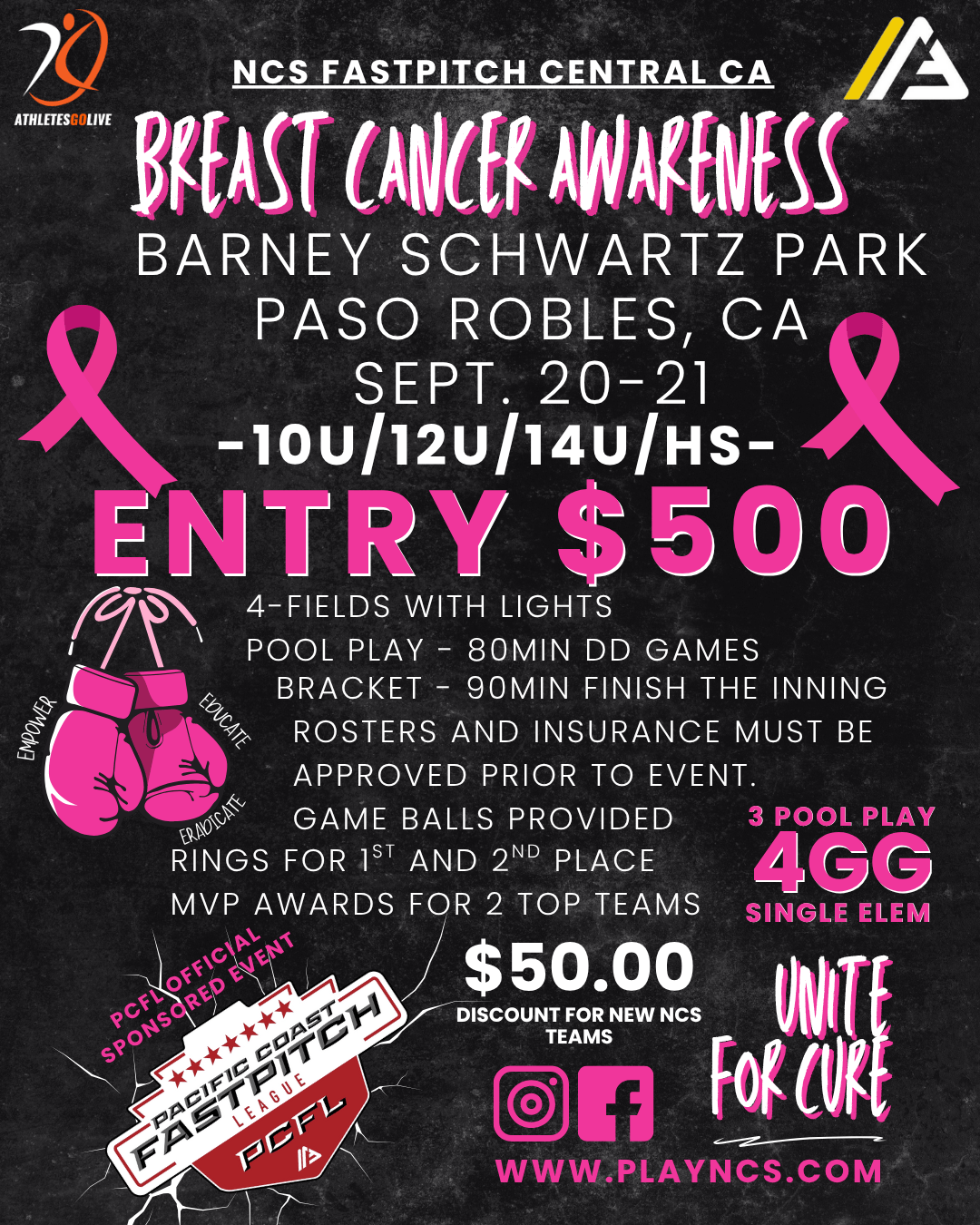 NCS Fastpitch - Breast Cancer Awareness Logo
