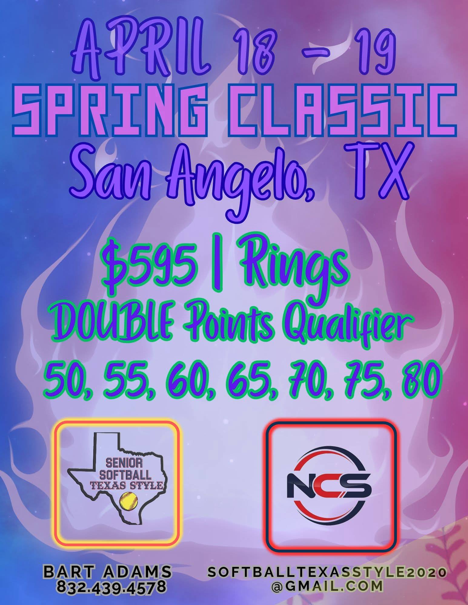 TEXAS SPRING CLASSIC SENIORS 50s - 80s - SAN ANGELO, TX - DOUBLE POINTS QUALIFIER - RINGS Logo