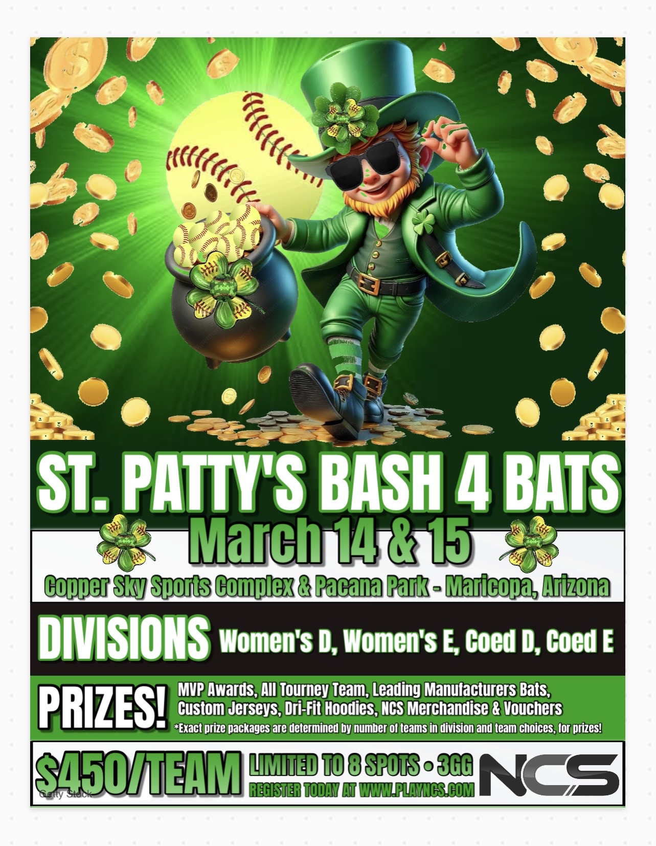 ST PATTYS BASH 4 BATS - WOMENS E/D & COED E/D - 8 SPOTS AVAILABLE Logo