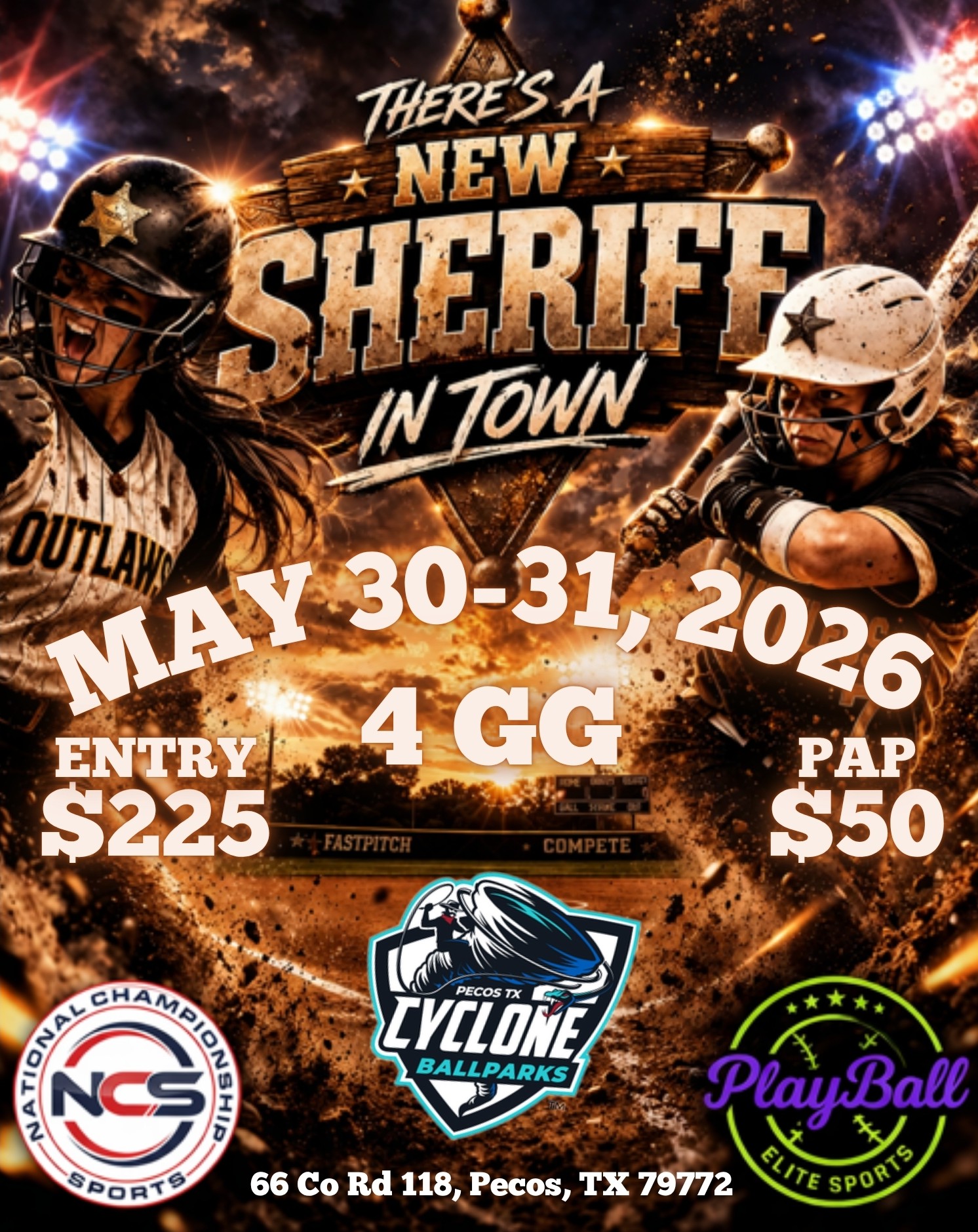 PlayBall Elite Sports "There's a New Sheriff in Town" Logo