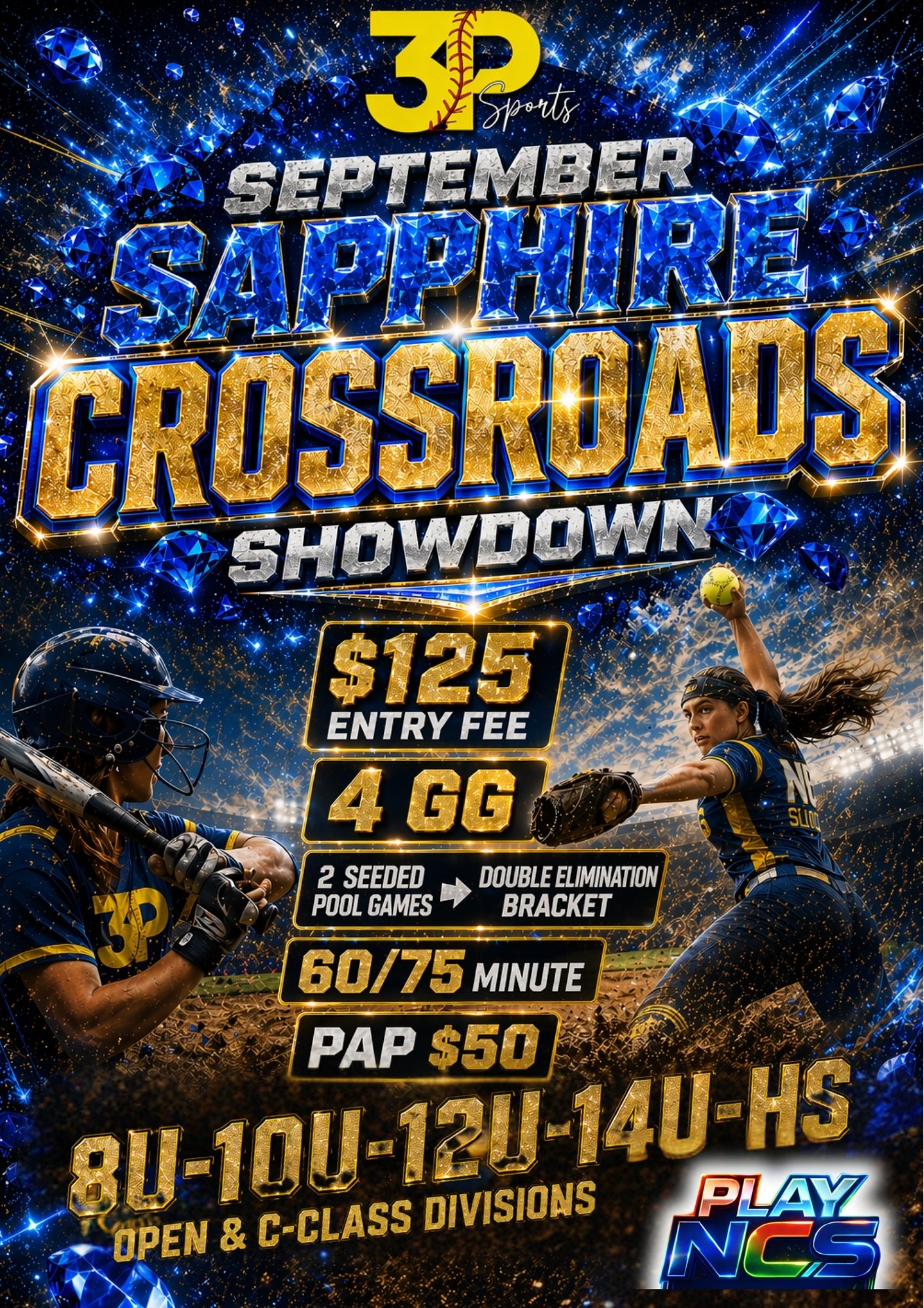 3P Sports - September Sapphire CROSSROADS Showdown **DOUBLE POINTS** Logo