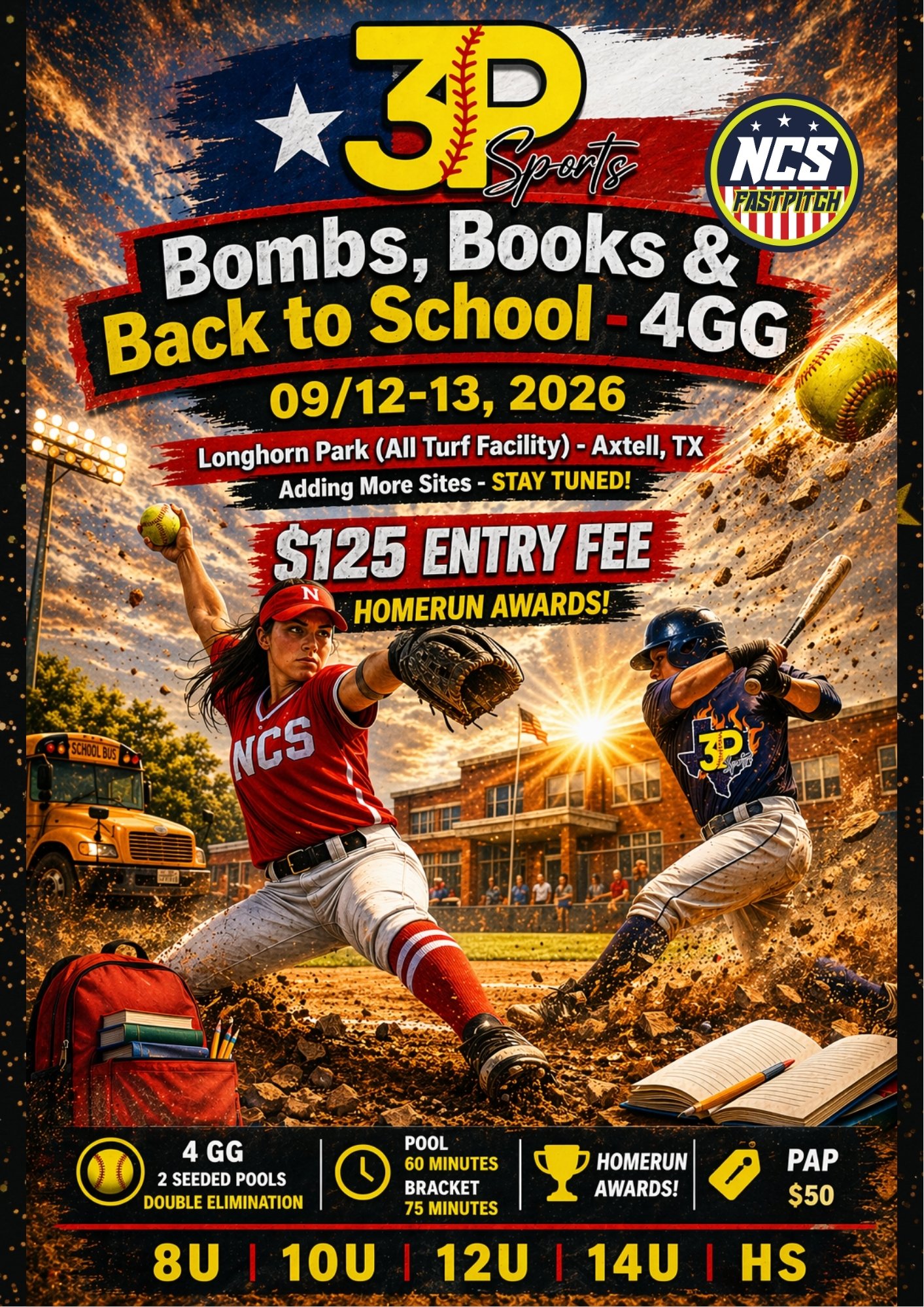 3P Sports - Bombs, Books, & Back to School Logo
