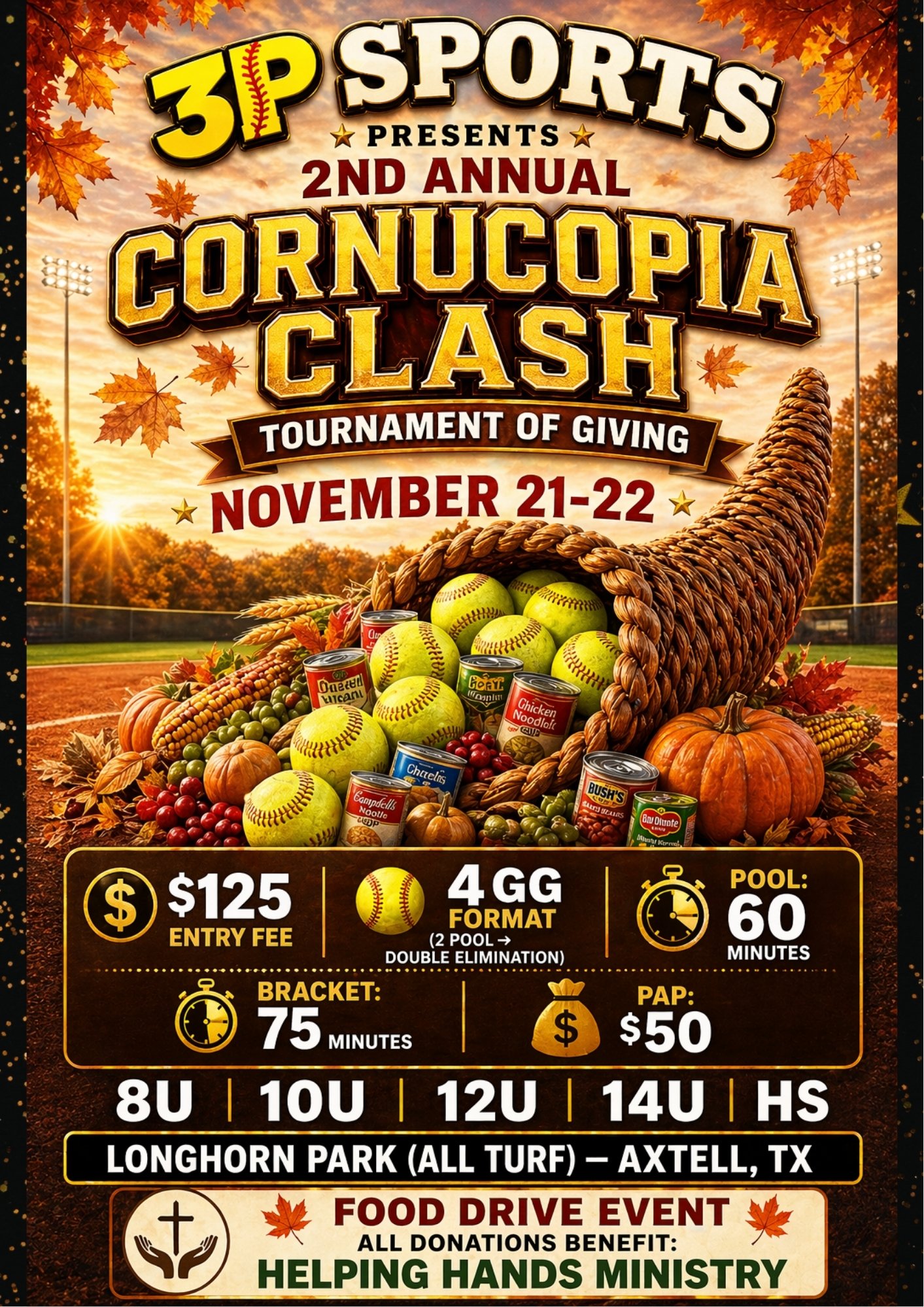 3P Sports - 2nd Annual Cornucopia Clash Tournament of Giving Logo