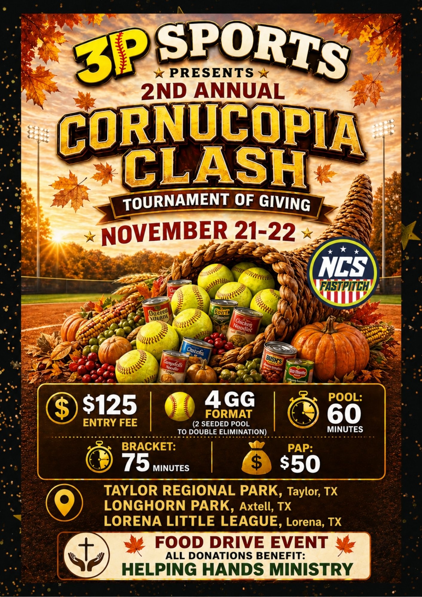 3P Sports - 2nd Annual Cornucopia Clash Tournament of Giving Logo