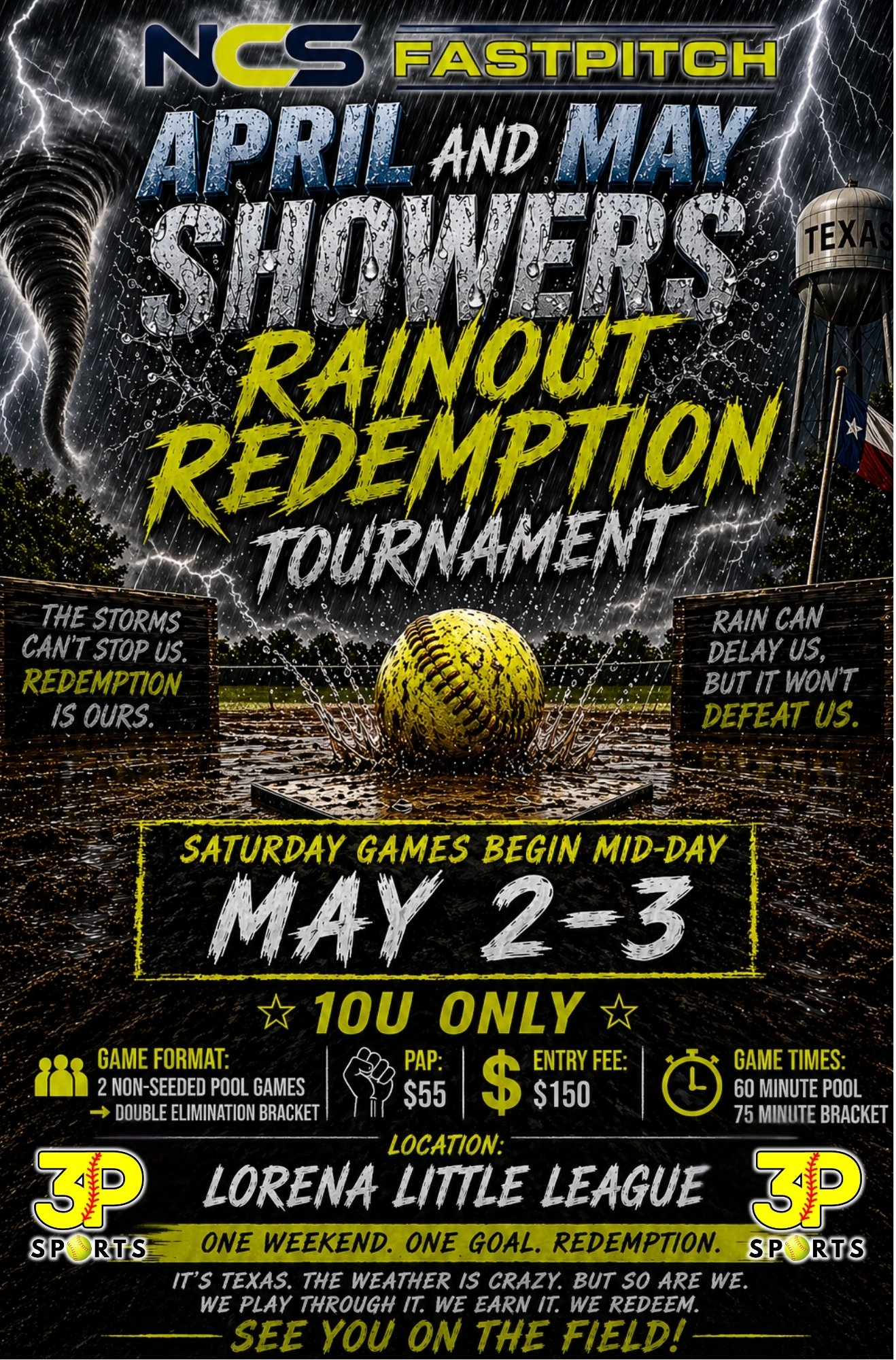 3P Sports APRIL & MAY SHOWERS RAINOUT REDEMPTION TOURNAMENT Logo