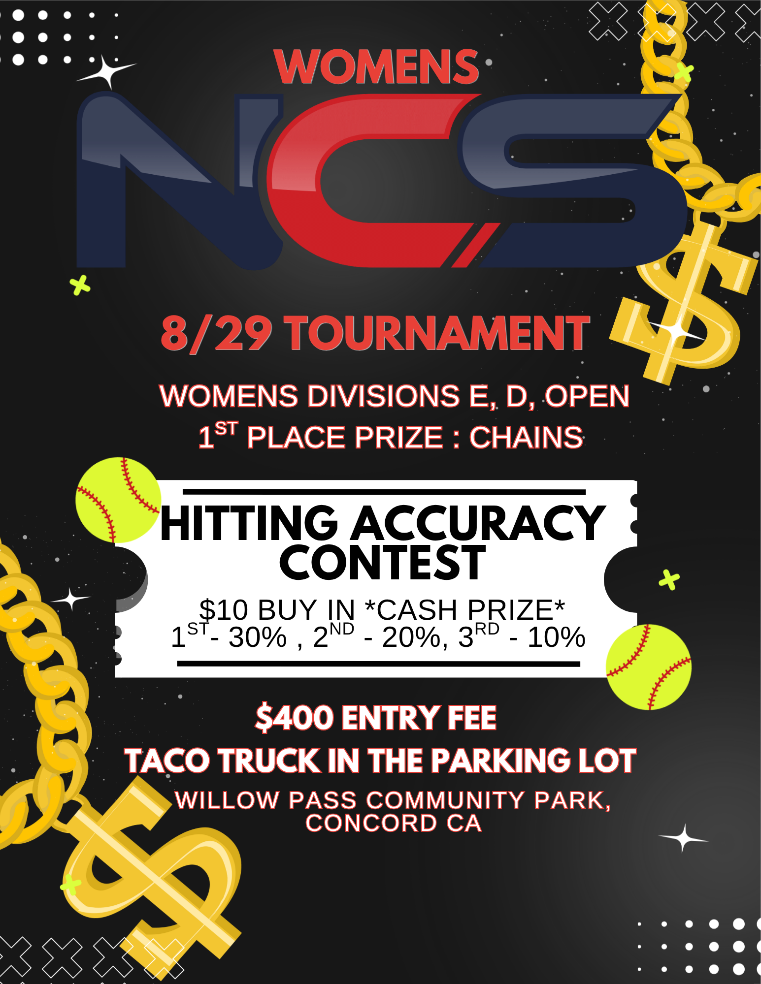 BLING BLING Women's Tournament w/ Hitting Accuracy Contest Logo