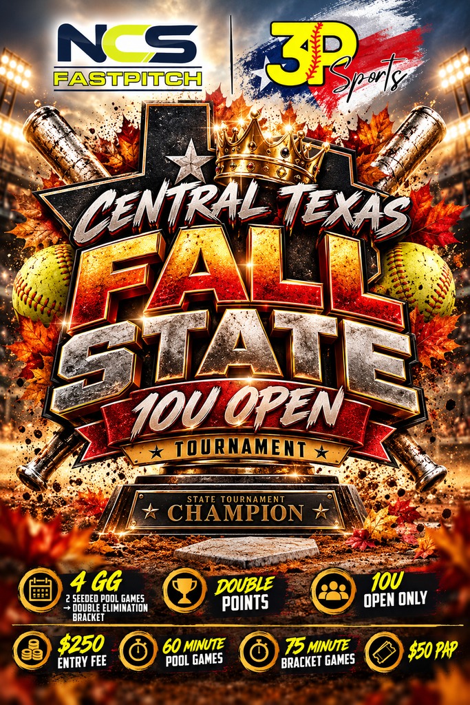 3P Sports - NCS CENTRAL TEXAS FALL STATE 10U OPEN **DOUBLE POINTS** Logo
