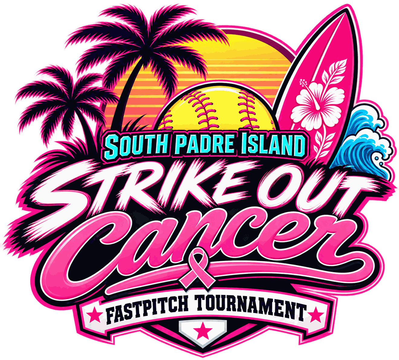 SOUTH PADRE ISLAND STRIKE OUT CANCER Logo
