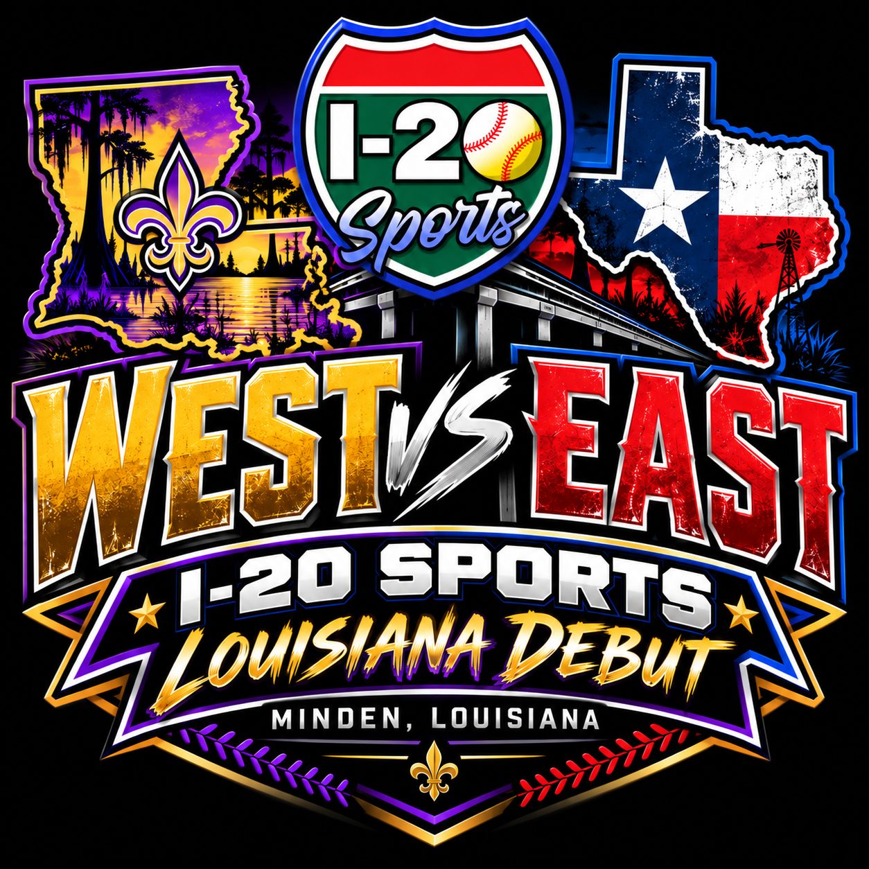 West vs East: I-20 Sports Louisiana Debut Logo