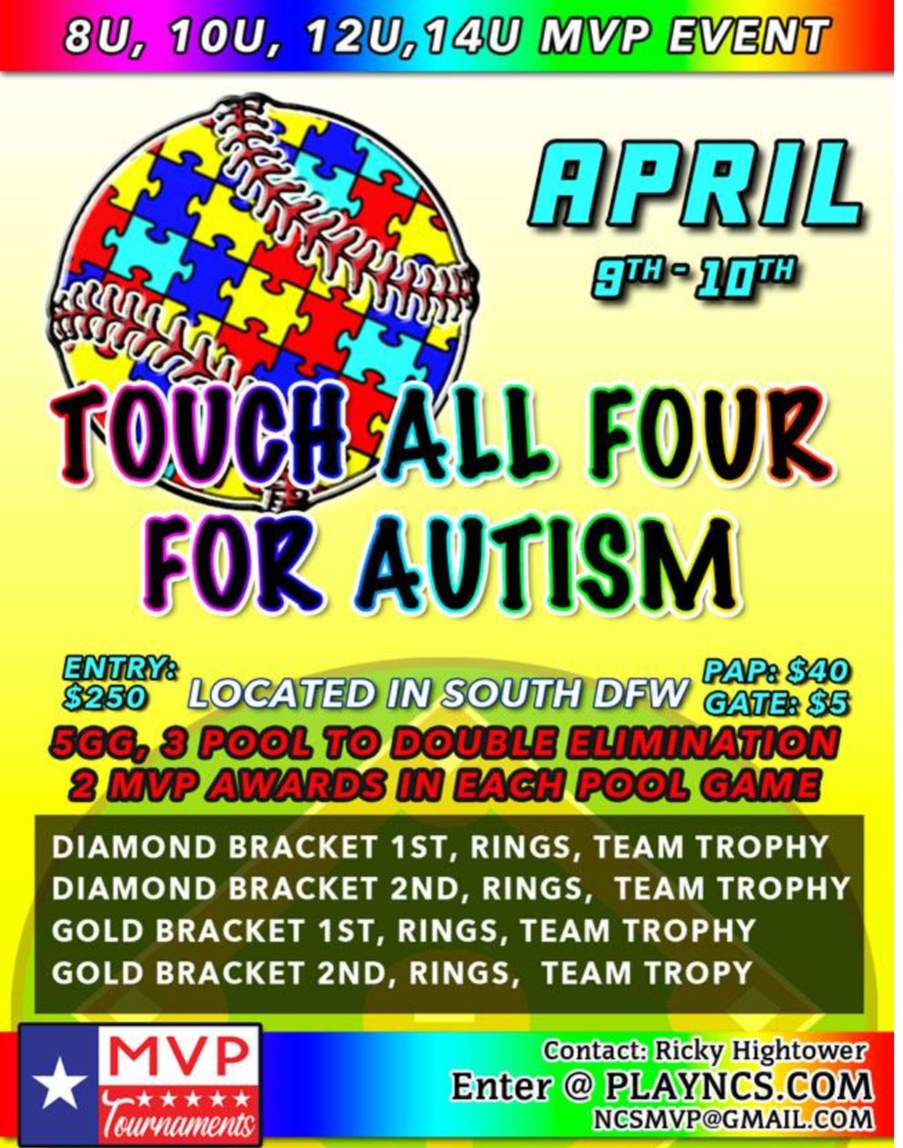 NCS MVP TOUCH ALL FOUR FOR AUTISM 5GG Logo