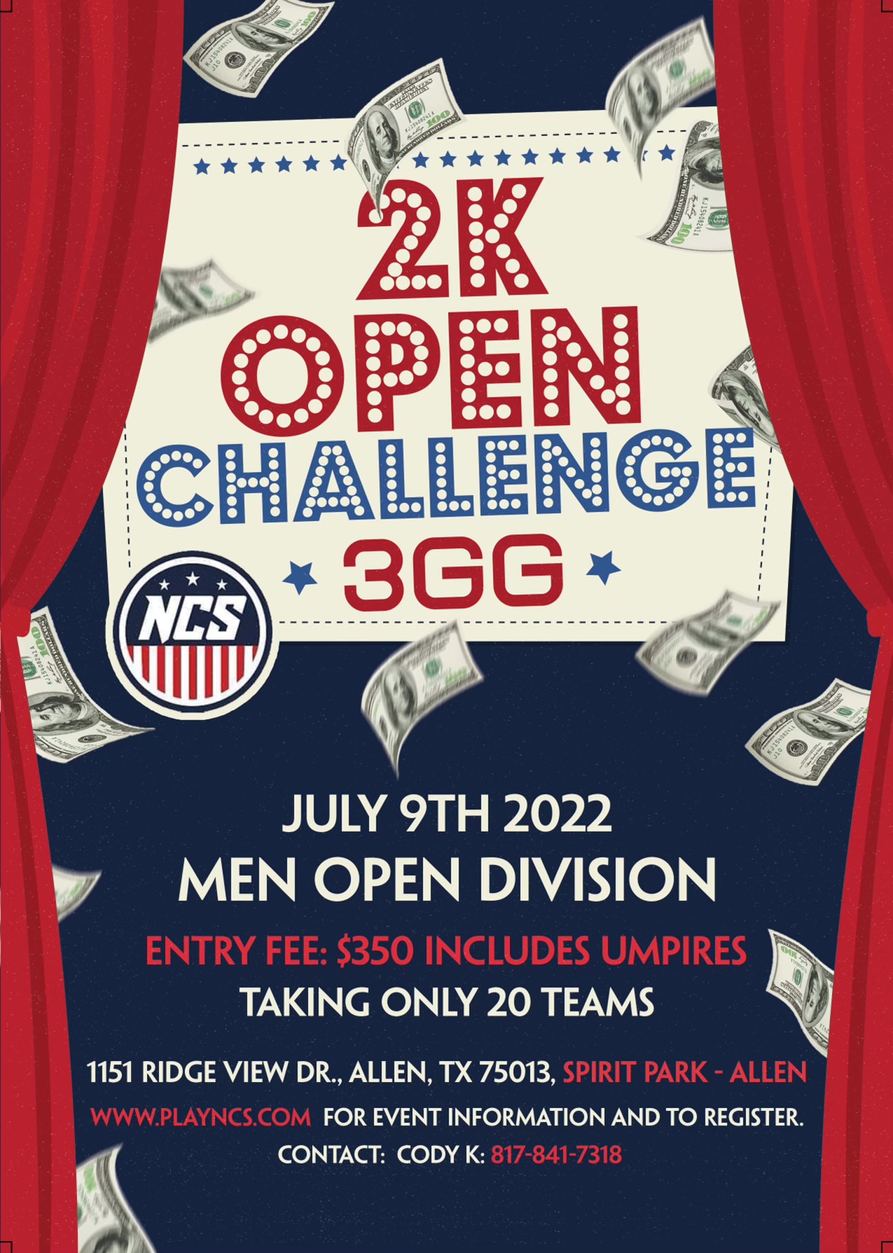 Cody K Underhand 2K CASH BASH MENS OPEN & WOMENS 35s ONLY! Logo