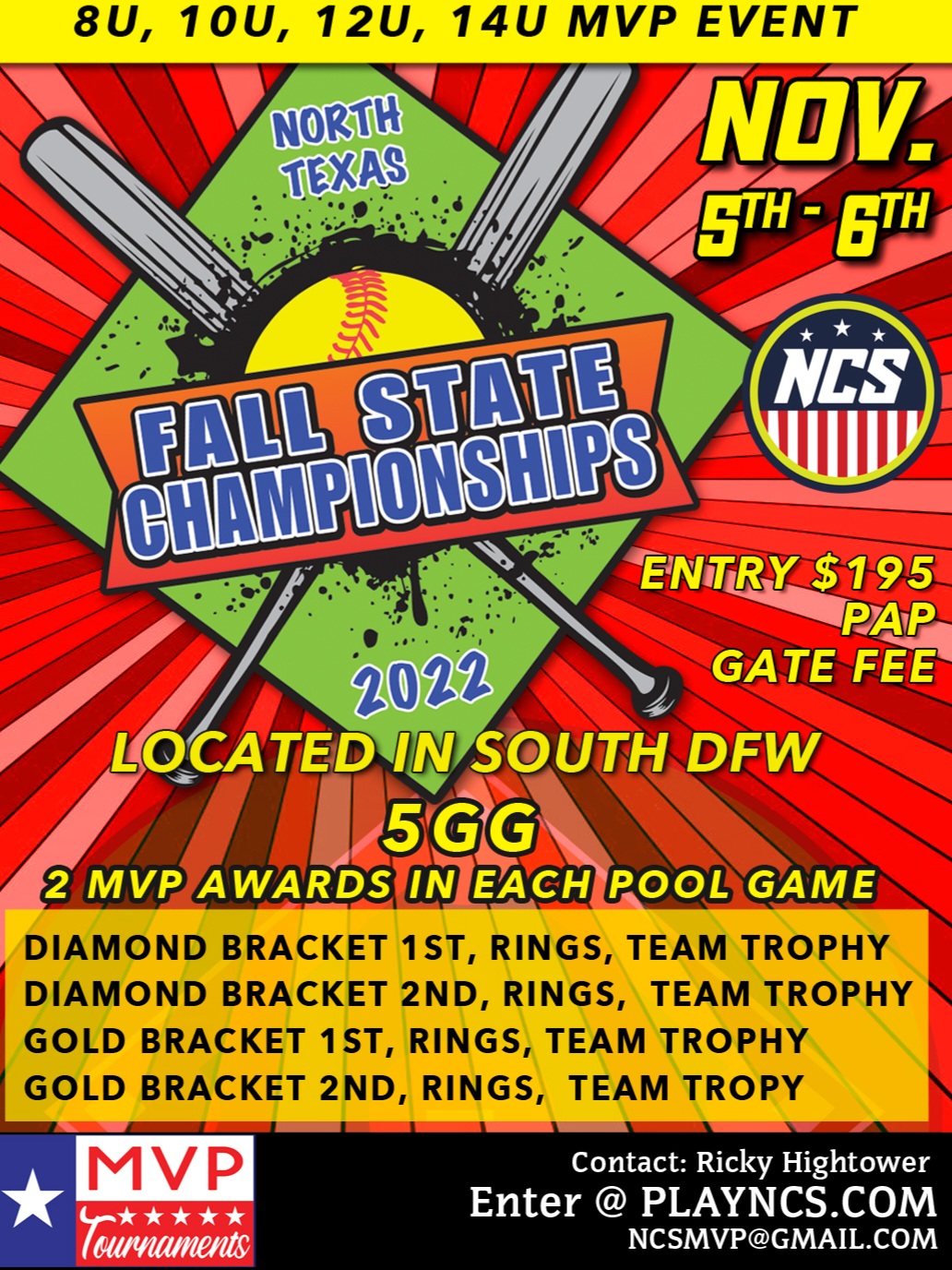 NCS NORTH TEXAS OPEN FALL STATE CHAMPIONSHIPS DIAMOND GOLD SLIVER BRACKETS Logo
