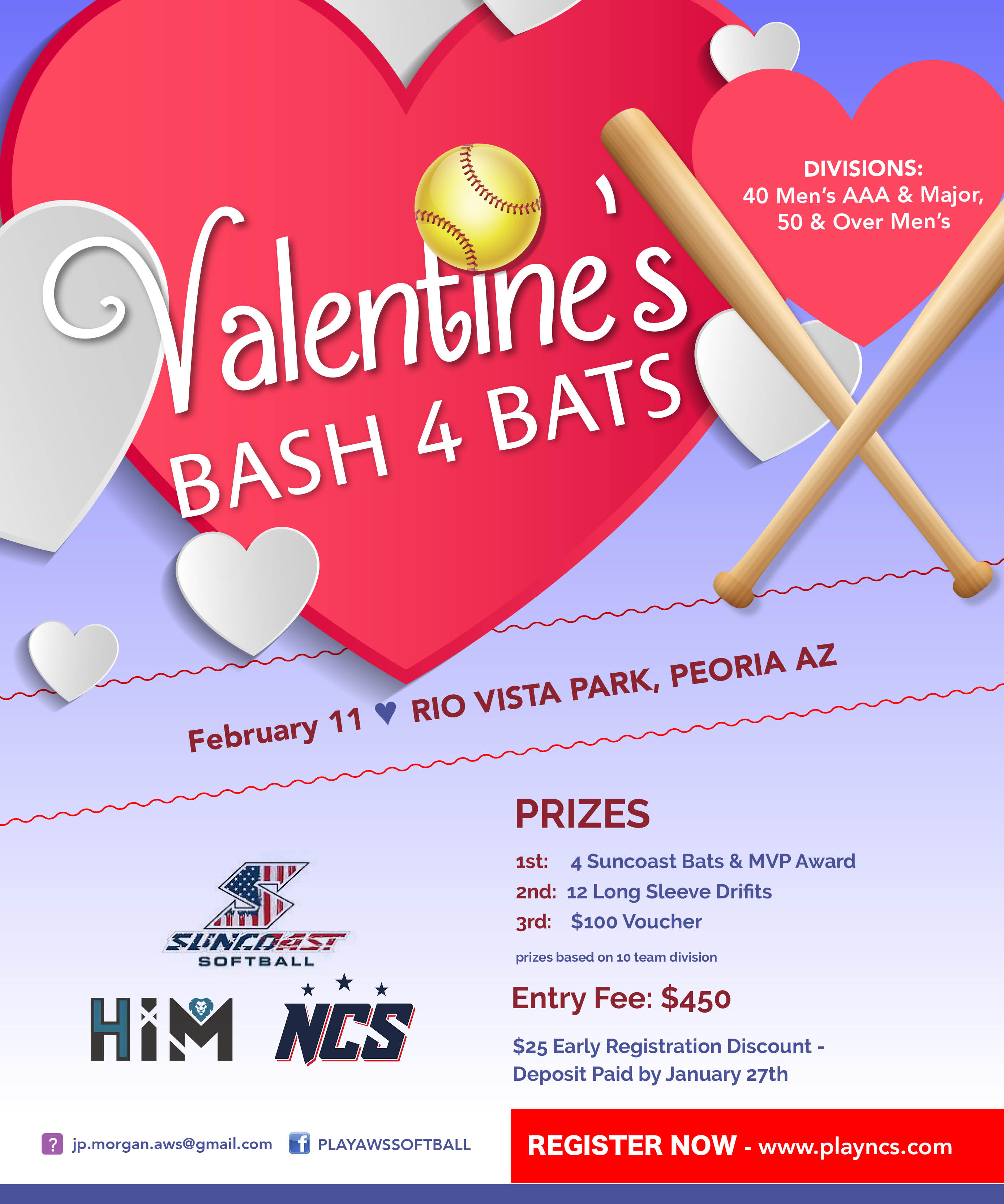 Valentine's Bash 4 Bats - Senior State Qualifier Logo