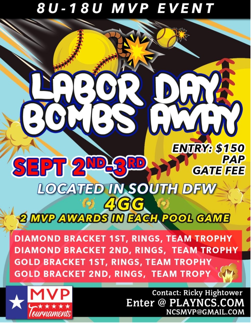 NCS 3RD ANNUAL LABOR DAY BOMBS AWAY MVP EVENT Logo