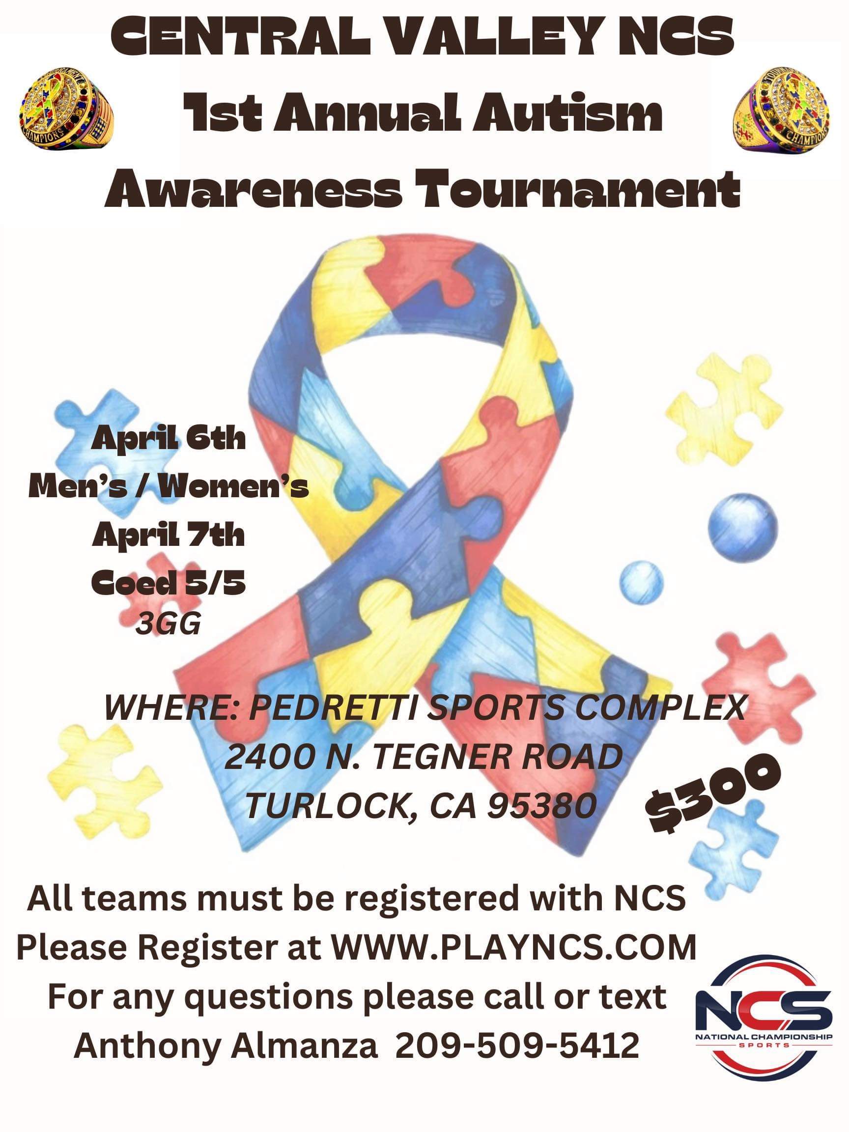 CENTRAL VALLEY NCS 1ST ANNUAL AUTISM AWARENESS TOURNAMENT Logo