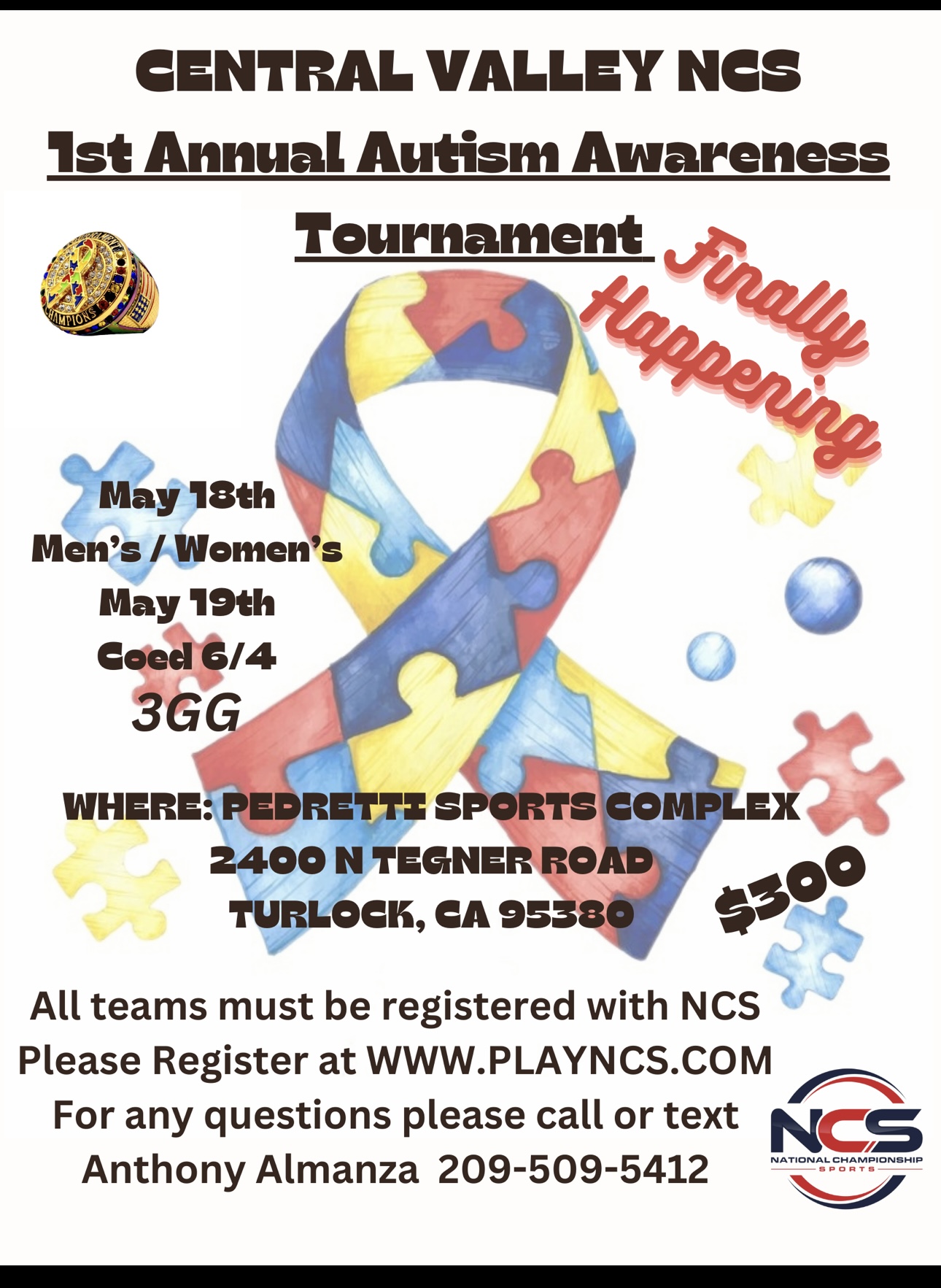CVNCS 1st Annual Autism Awareness Tournament Logo