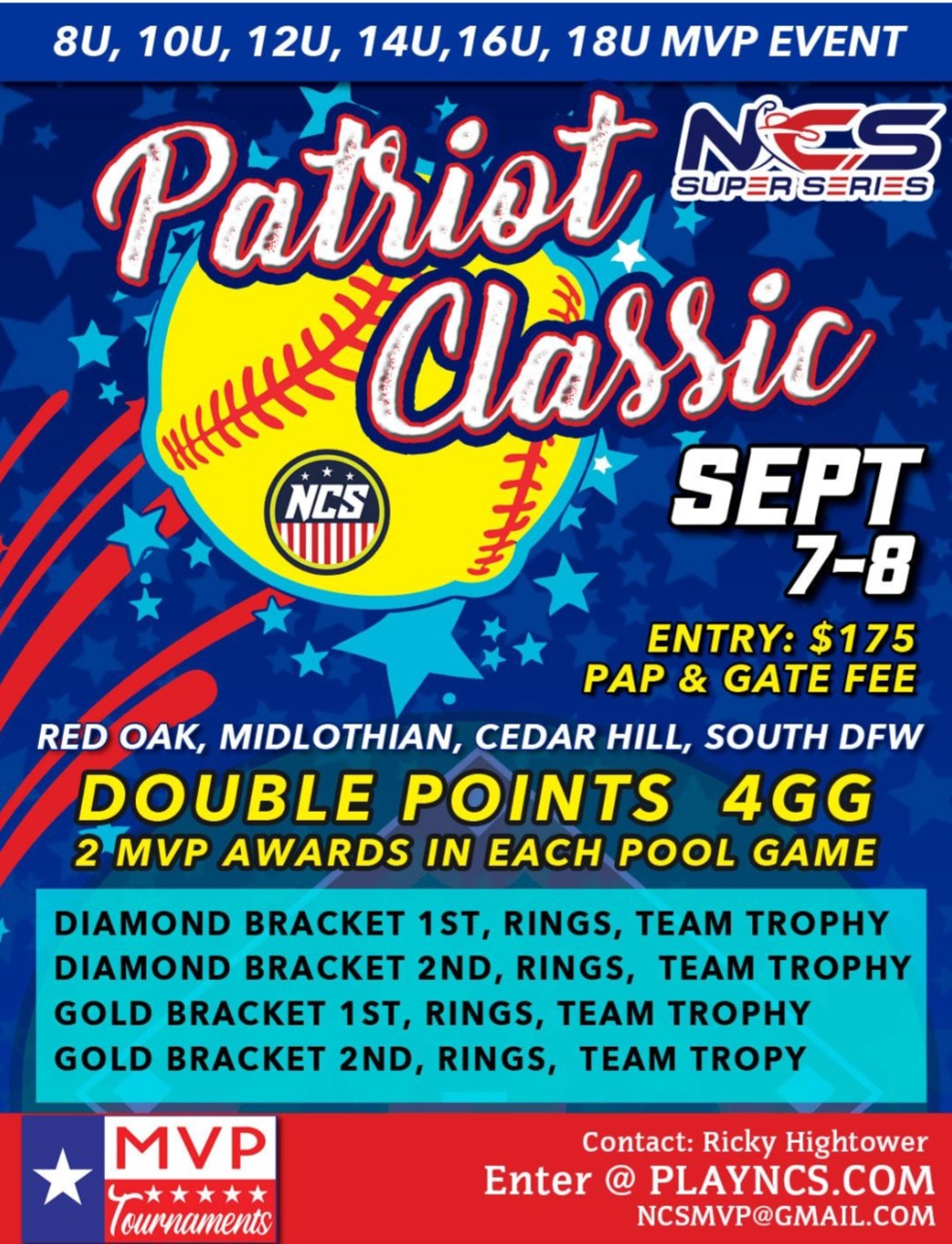 NCS SUPER SERIES 3RD ANNUAL PATRIOT CLASSIC MVP EVENT DOUBLE POINTS Logo