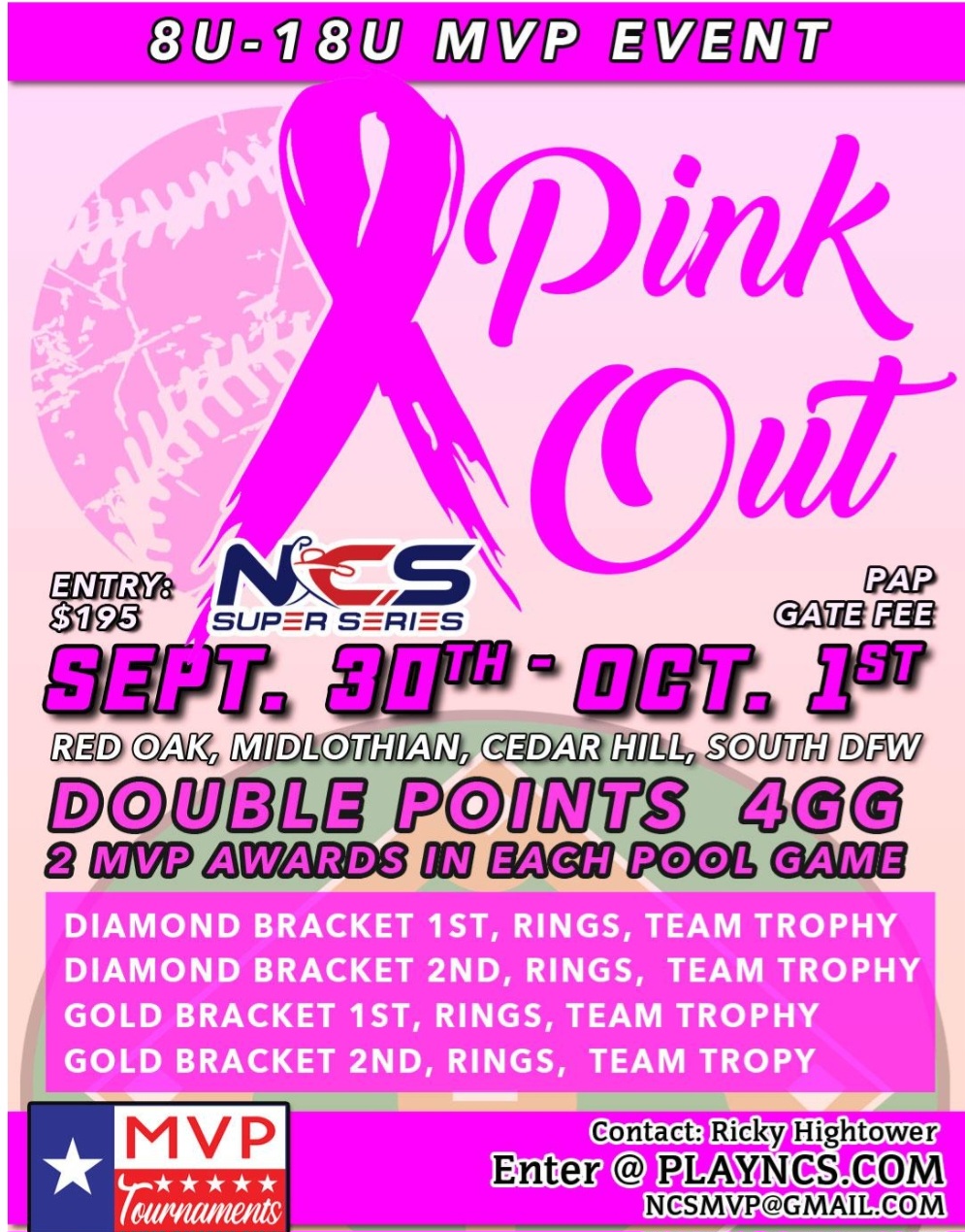 NCS SUPER SERIES 3RD ANNUAL PINK OUT MVP EVENT DOUBLE POINTS Logo