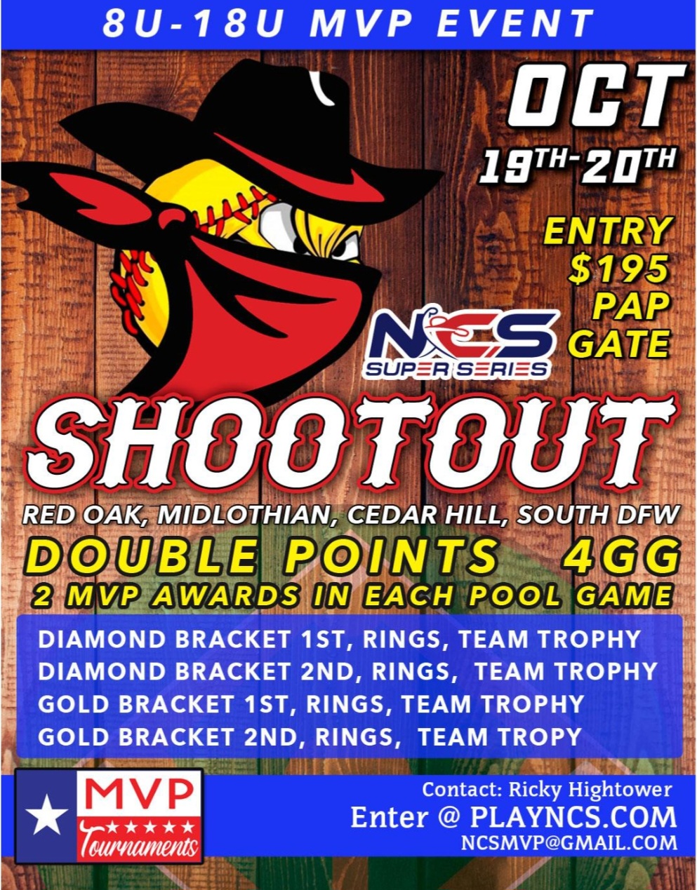 NCS SUPER SERIES OCTOBER SHOOTOUT MVP EVENT DOUBLE POINTS Logo