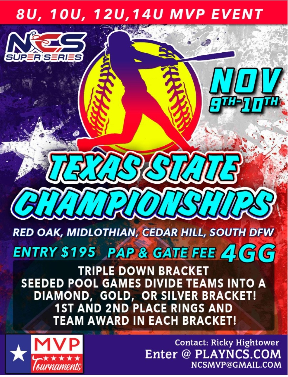 NCS TEXAS STATE CHAMPIONSHIPS SUPER SERIES DOUBLE POINTS DIAMOND, GOLD, SILVER BRACKETS Logo