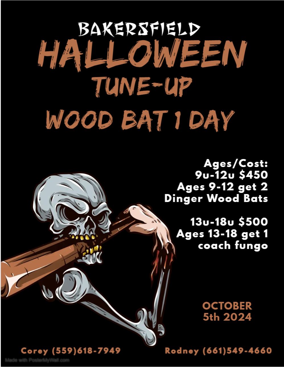 Halloween Tune Up Wood Bat 1 Day Logo