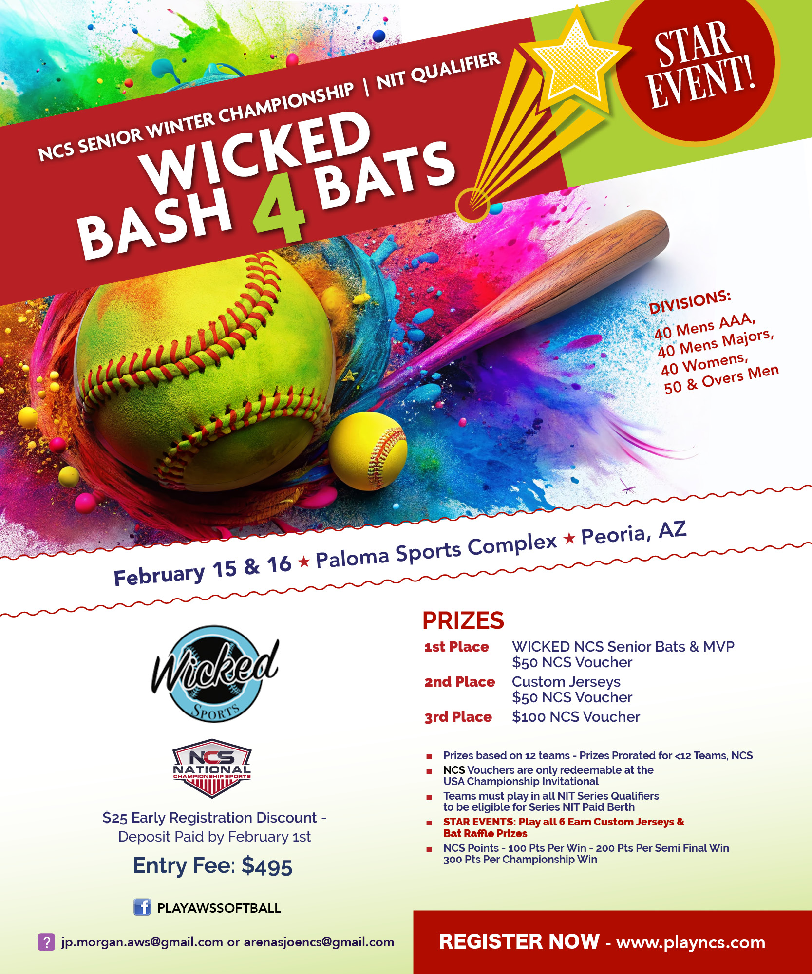 NCS SENIOR WINTER CHAMPIONSHIP - BASH 4 BATS (N.I.T QUALIFIER)(*STAR EVENT*) Logo