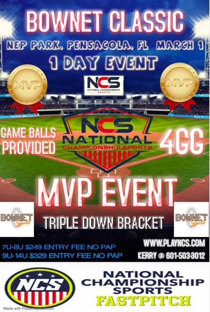 NCS GULF COAST REGION - *BOWNET CLASSIC* - 1 DAY EVENT - NO PAP 3/1 - TRIPLE DOWN BRACKETS-MVP EVENT Logo